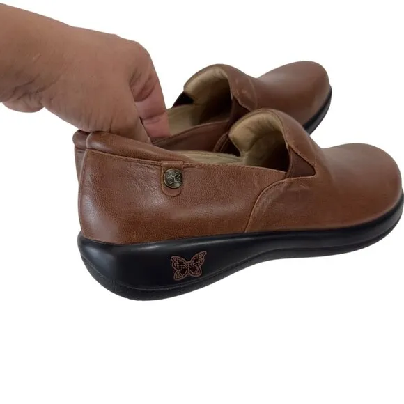 Alegria Womens Slip-On Leather Shoes Brown Size 40 Comfortable Work Footwear