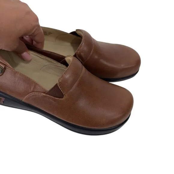 Alegria Womens Slip-On Leather Shoes Brown Size 40 Comfortable Work Footwear