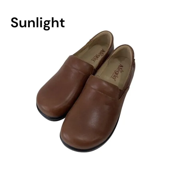 Alegria Womens Slip-On Leather Shoes Brown Size 40 Comfortable Work Footwear