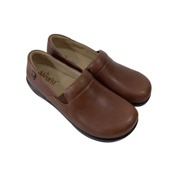Alegria Womens Slip-On Leather Shoes Brown Size 40 Comfortable Work Footwear