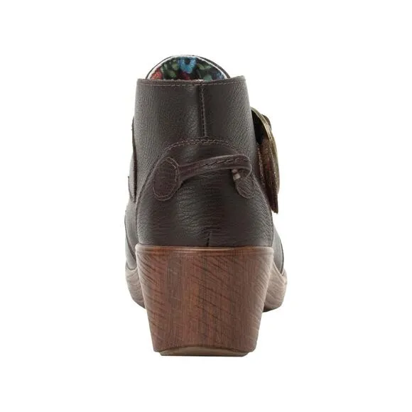 Alegria Womens Symone Leather Ankle Wedge Heel Boots - Espresso NEW