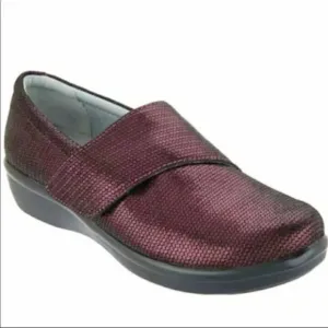 Alegria Lauryn Metallic Nubuck Strap Clog Shoes Burgundy Plum Ruby Red 39 / 9