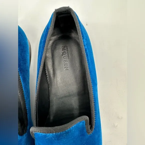 Alexander Mcqueen Royal Blue Velvet Slip-on Loafers Size 42/9 USA made In italy