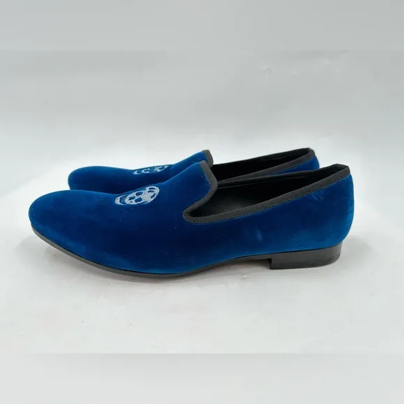 Alexander Mcqueen Royal Blue Velvet Slip-on Loafers Size 42/9 USA made In italy