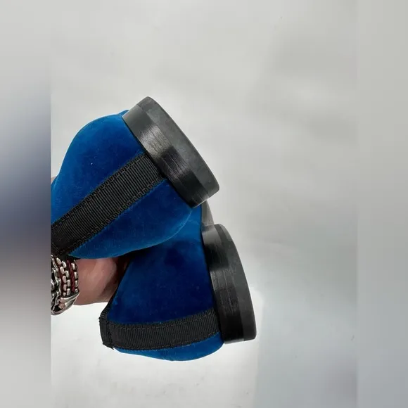 Alexander Mcqueen Royal Blue Velvet Slip-on Loafers Size 42/9 USA made In italy