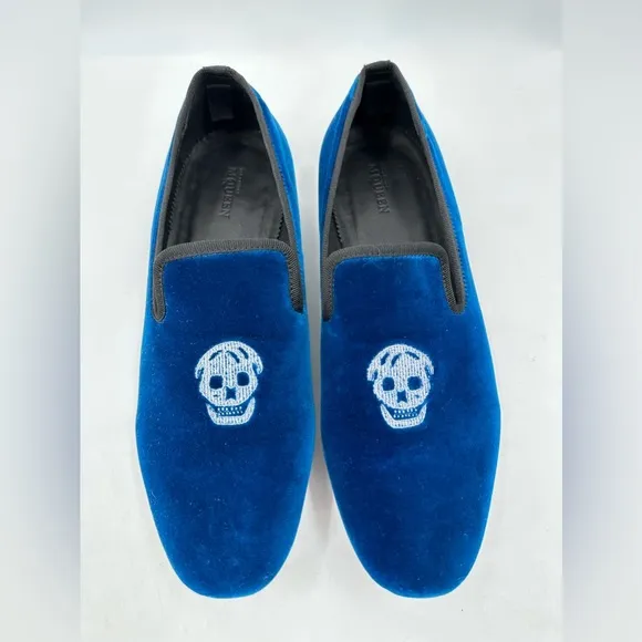 Alexander Mcqueen Royal Blue Velvet Slip-on Loafers Size 42/9 USA made In italy
