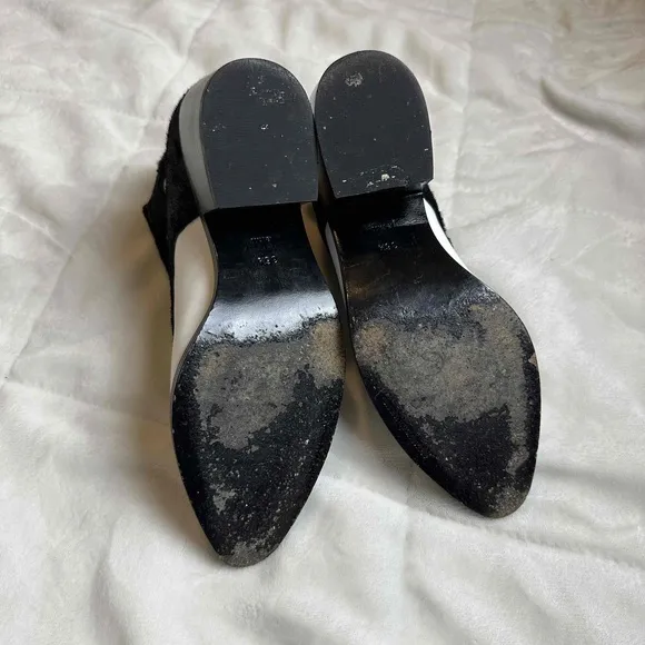 Alexander Wang Black White Leather and Calf Hair Ankle Boots Size 6.5
