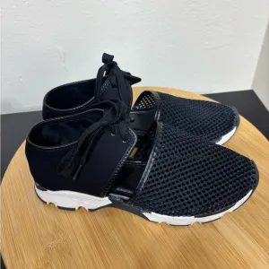All Black Women's Size 6.5 EU 37 Amazing Mesh Sneakers Laceup Tie Sandal Shoes