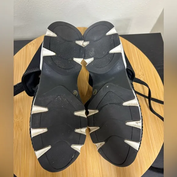 All Black Women's Size 6.5 EU 37 Amazing Mesh Sneakers Laceup Tie Sandal Shoes
