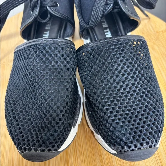 All Black Women's Size 6.5 EU 37 Amazing Mesh Sneakers Laceup Tie Sandal Shoes