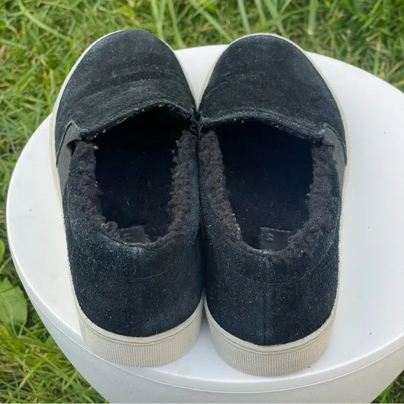 All Saints Shoes Womens 8 EU 39 Black Suede Slip On Fur Lined Sneakers Casual