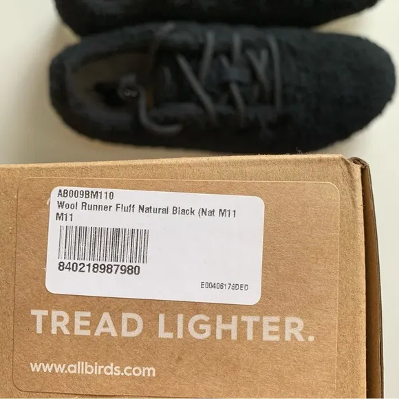Allbirds Men’s Size 11 Black Wool Runner Fluff Low Top Shoes NEW IN BOX