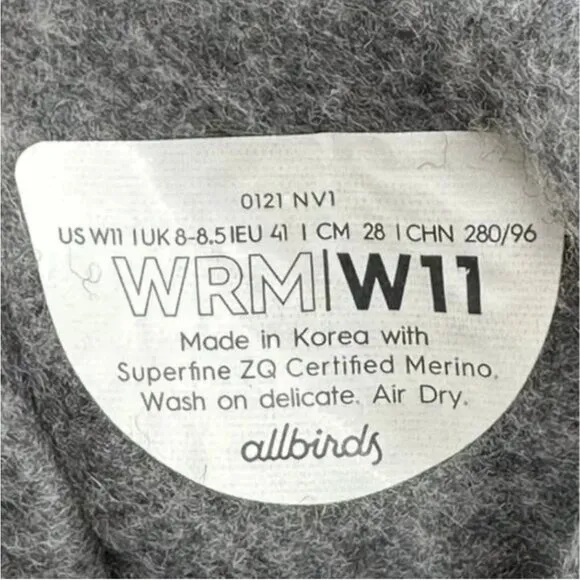 allbirds Women's Merino Wool Runners Everyday Sneakers in Natural Gray Size 11