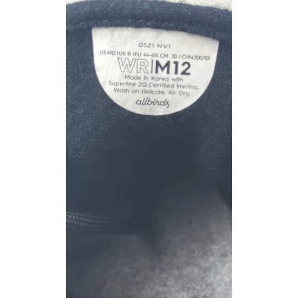 Allbirds Wool Runner WR/M12 Men’s Size 12 Black
