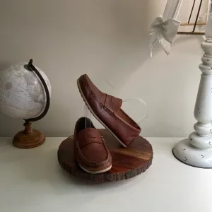 ALLEN EDMONDS 8.5 Brown Leather Factory Second Daytona 2.0 Driving Loafer Shoes