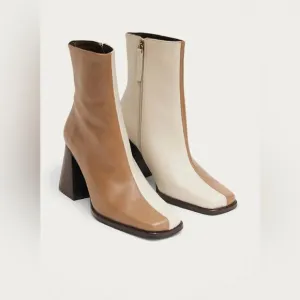 ALOHAS SOUTH BICOLOR LEATHER ANKLE BOOTS IN CAMEL BEIGE MSRP $306.00 Size 7-7.5