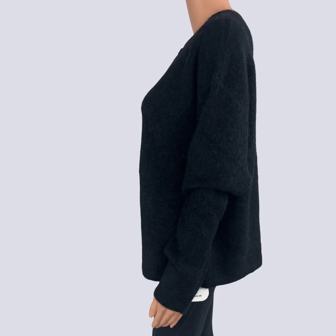& Other Alpaca Blend Black Cardigan Large