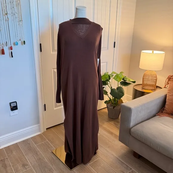 Anthropologie Brown Sweater Maxi Dress - 2X | NWT