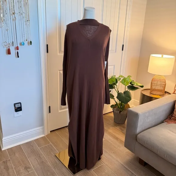 Anthropologie Brown Sweater Maxi Dress - 2X | NWT