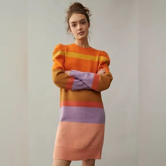 ANTHROPOLOGIE FARM RIO STRIPE LONG SLEEVE TUNIC Sweater Dress NWT
