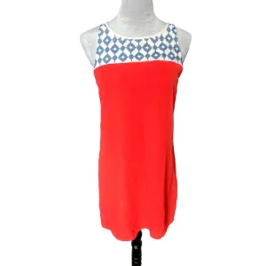 ANTHROPOLOGIE THML Boho Shift Dress w/ Blue Embroidering Size Small