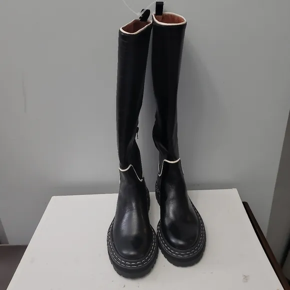 Antonio Melani by Coutney Grow Black Cream  Knee High Leather Boots