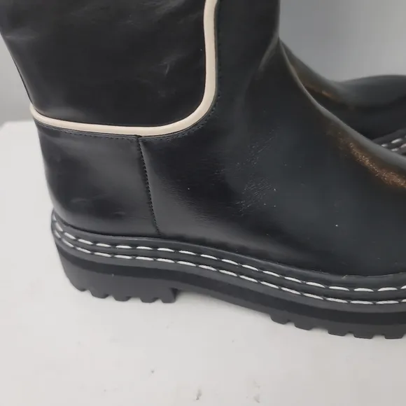 Antonio Melani by Coutney Grow Black Cream  Knee High Leather Boots
