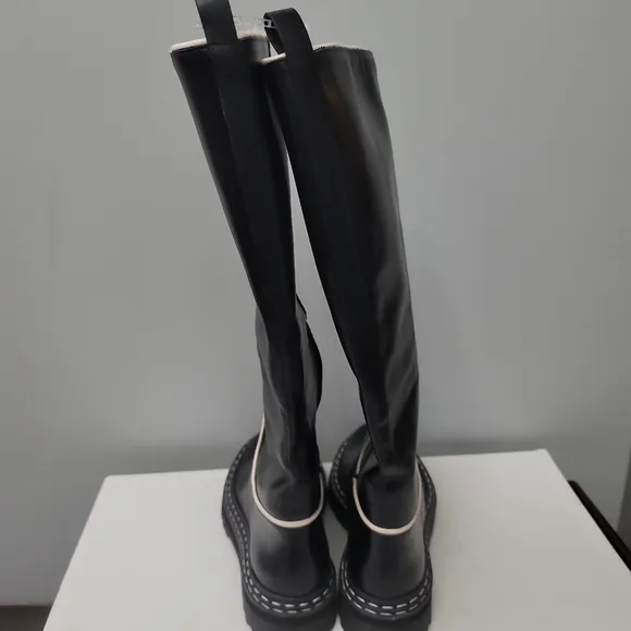 Antonio Melani by Coutney Grow Black Cream  Knee High Leather Boots
