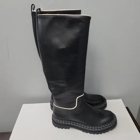 Antonio Melani by Coutney Grow Black Cream  Knee High Leather Boots