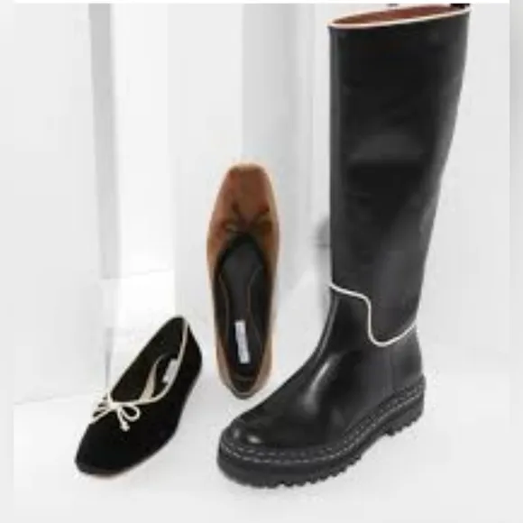 Antonio Melani by Coutney Grow Black Cream  Knee High Leather Boots