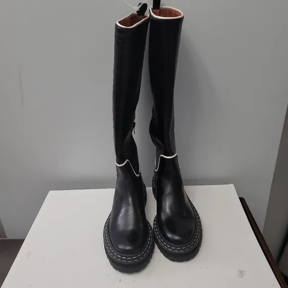 Antonio Melani by Coutney Grow Black Cream  Knee High Leather Boots