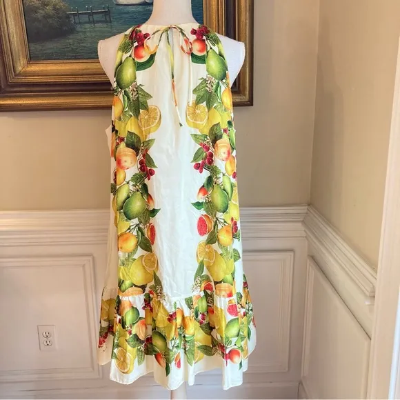ANTONIO MELANI Sloan Southern Sweets Citrus Fruit Ruffle Racerback Dress NWT