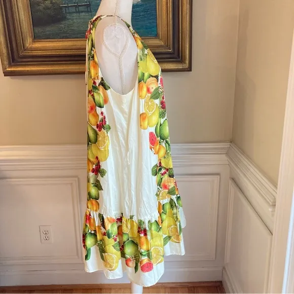 ANTONIO MELANI Sloan Southern Sweets Citrus Fruit Ruffle Racerback Dress NWT