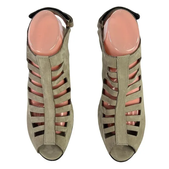 Arche Enexor Suede Leather Sandals Cutouts‎ Sculpted Heel Sling Back Size 10.5