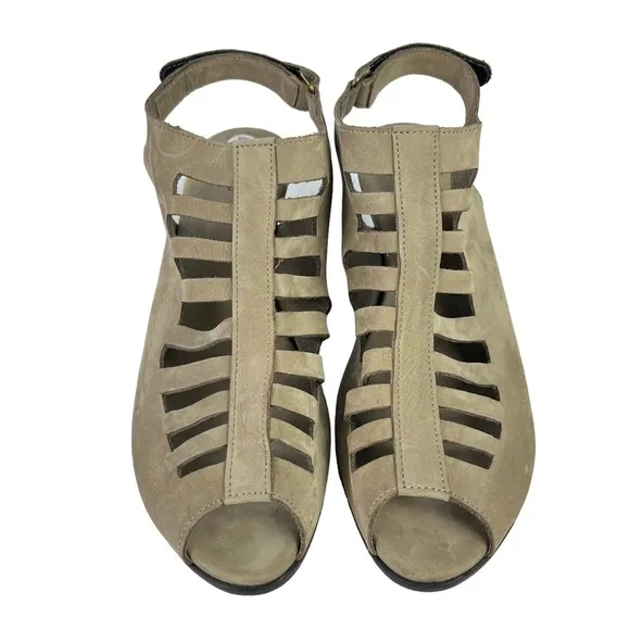 Arche Enexor Suede Leather Sandals Cutouts‎ Sculpted Heel Sling Back Size 10.5