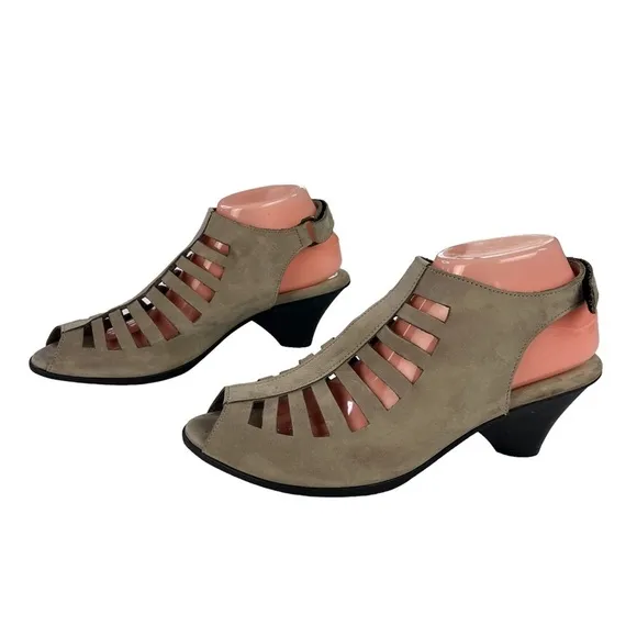 Arche Enexor Suede Leather Sandals Cutouts‎ Sculpted Heel Sling Back Size 10.5