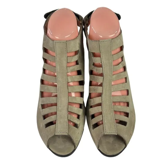 Arche Enexor Suede Leather Sandals Cutouts‎ Sculpted Heel Sling Back Size 10.5