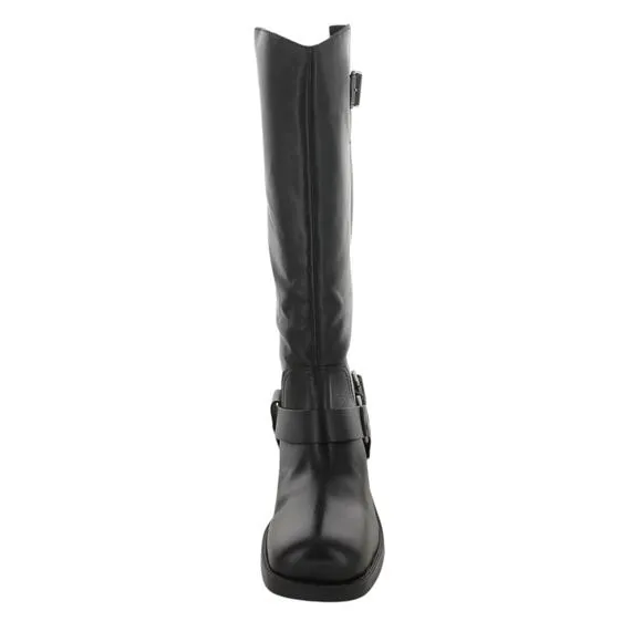 Arezzo Women's Clara Leather Knee High Moto Boots Black Size 6