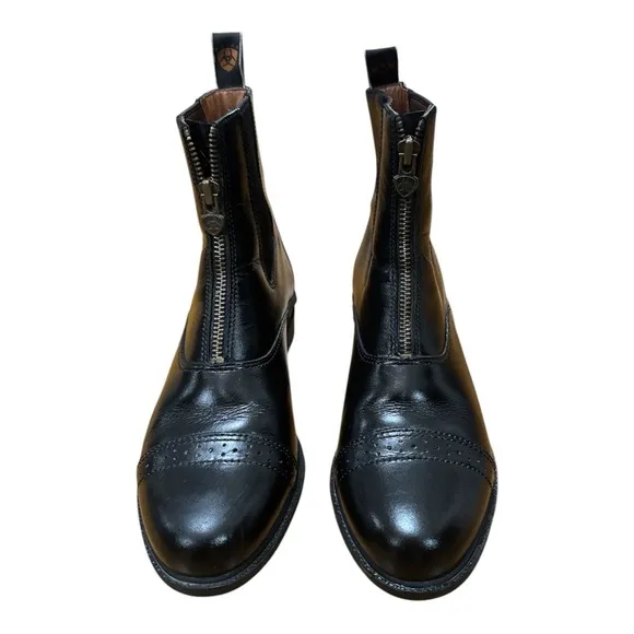 Ariat Black Heeled Boots with Elastic Panels and Rounded Toe
