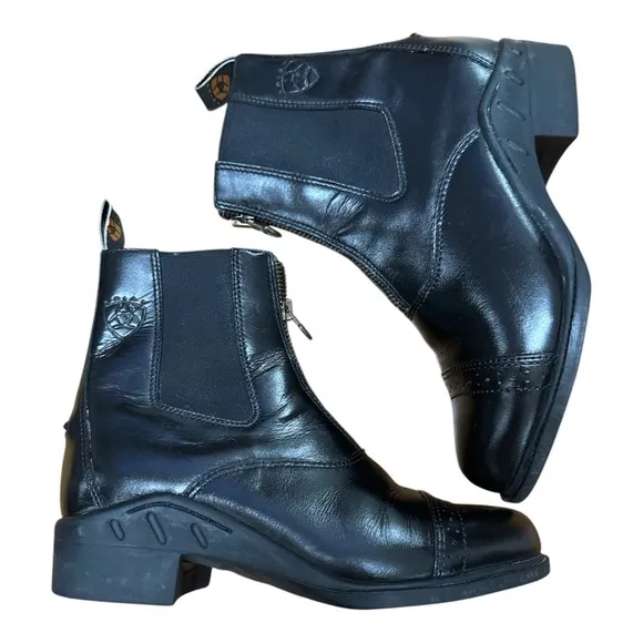 Ariat Black Heeled Boots with Elastic Panels and Rounded Toe