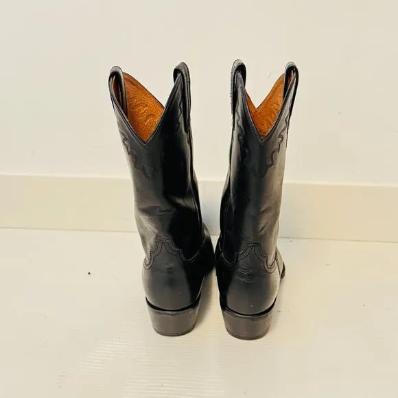 Ariat Boots Mens 8.5 EE Black Leather Pull On Vintage Western Work Roper Shoes