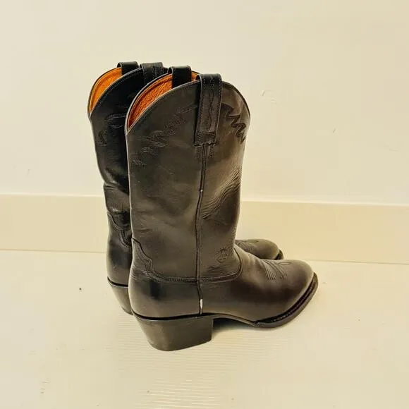 Ariat Boots Mens 8.5 EE Black Leather Pull On Vintage Western Work Roper Shoes