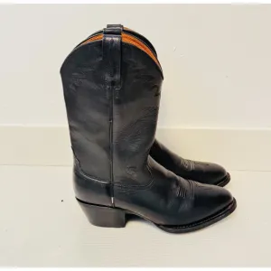 Ariat Boots Mens 8.5 EE Black Leather Pull On Vintage Western Work Roper Shoes