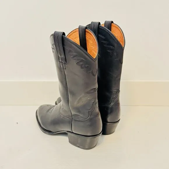Ariat Boots Mens 8.5 EE Black Leather Pull On Vintage Western Work Roper Shoes