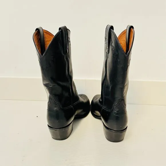 Ariat Boots Mens 8.5 EE Black Leather Pull On Vintage Western Work Roper Shoes