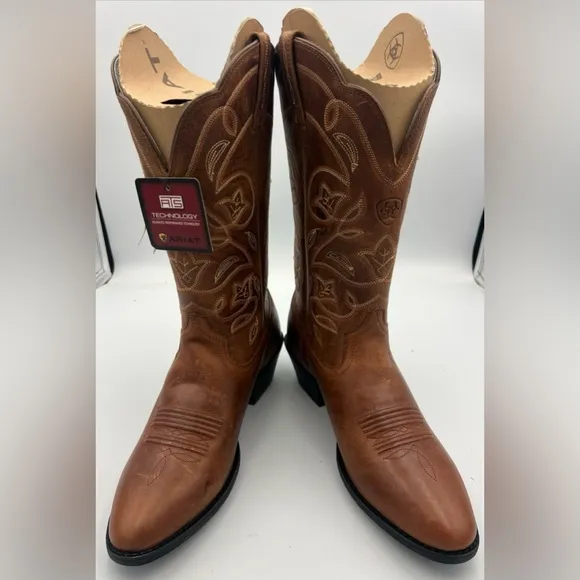 ARIAT Heritage ATS Women’s Cowboy Boots Size 8B Leather Cowgirl Cognac Boots NWT