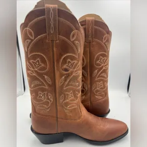 ARIAT Heritage ATS Women’s Cowboy Boots Size 8B Leather Cowgirl Cognac Boots NWT
