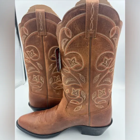 ARIAT Heritage ATS Women’s Cowboy Boots Size 8B Leather Cowgirl Cognac Boots NWT
