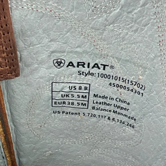 ARIAT Heritage ATS Women’s Cowboy Boots Size 8B Leather Cowgirl Cognac Boots NWT