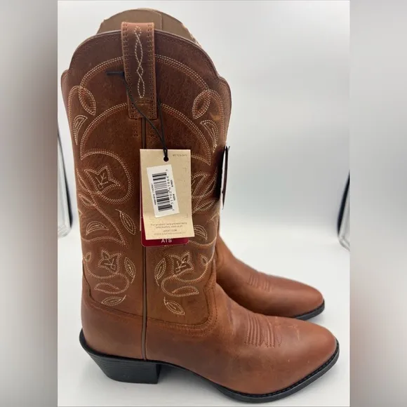 ARIAT Heritage ATS Women’s Cowboy Boots Size 8B Leather Cowgirl Cognac Boots NWT